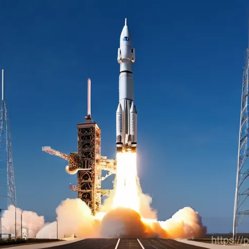 하이브리드 로켓 추진 - **Prompt:** A state-of-the-art hybrid rocket, sleek and futuristic, is gracefully ascending into a v...